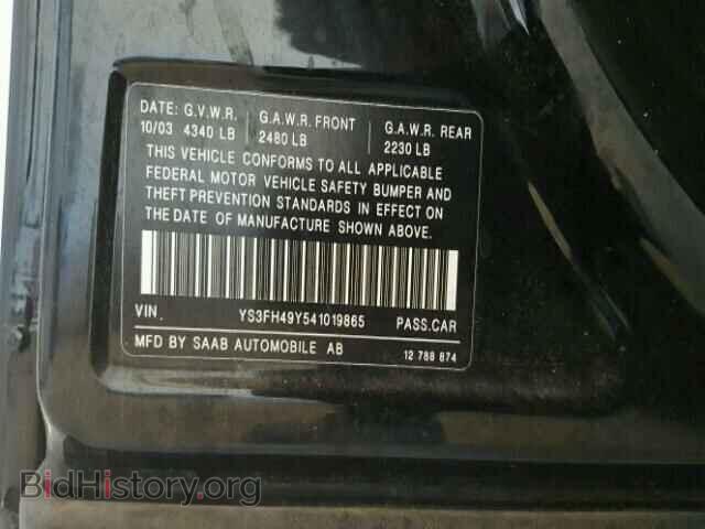 2004 SAAB 9 3 - VIN: YS3FH49Y541019865 - Фото 10
