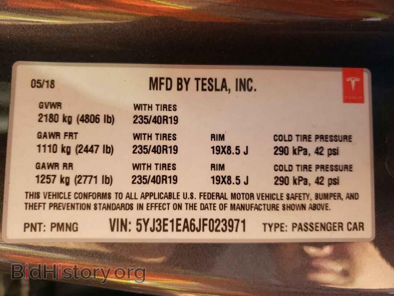 2018 TESLA MODEL 3 - VIN: 5YJ3E1EA6JF023971 - Фото 10