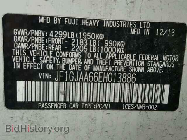 2014 SUBARU IMPREZA - VIN: JF1GJAA66EH013886 - Фото 10