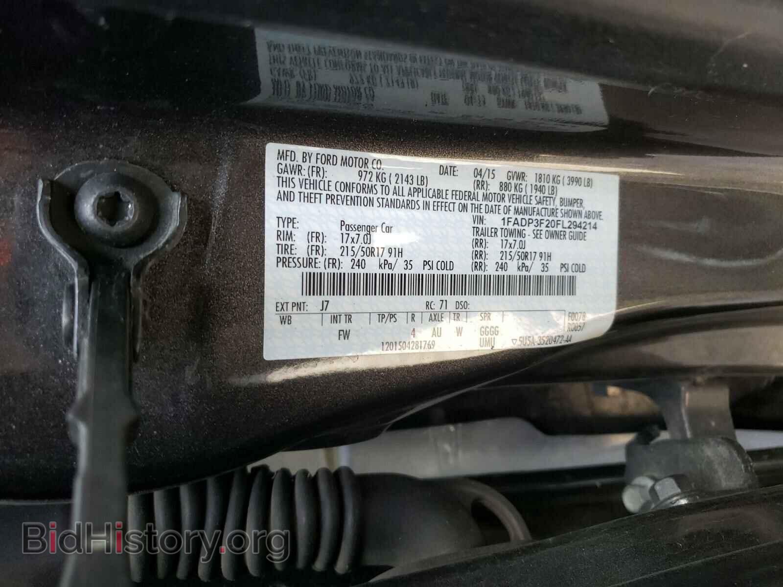 2015 FORD FOCUS - VIN: 1FADP3F20FL294214 - Фото 10