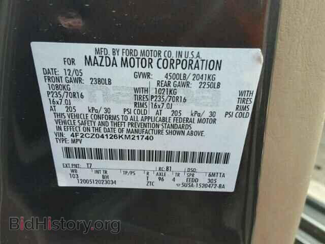 2006 MAZDA TRIBUTE - VIN: 4F2CZ04126KM21740 - Фото 10