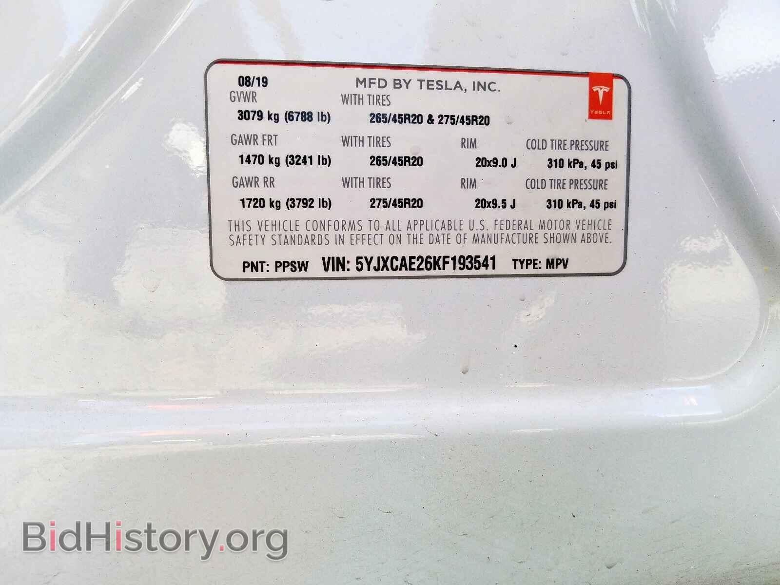 2019 TESLA MODEL X - VIN: 5YJXCAE26KF193541 - Photo 10