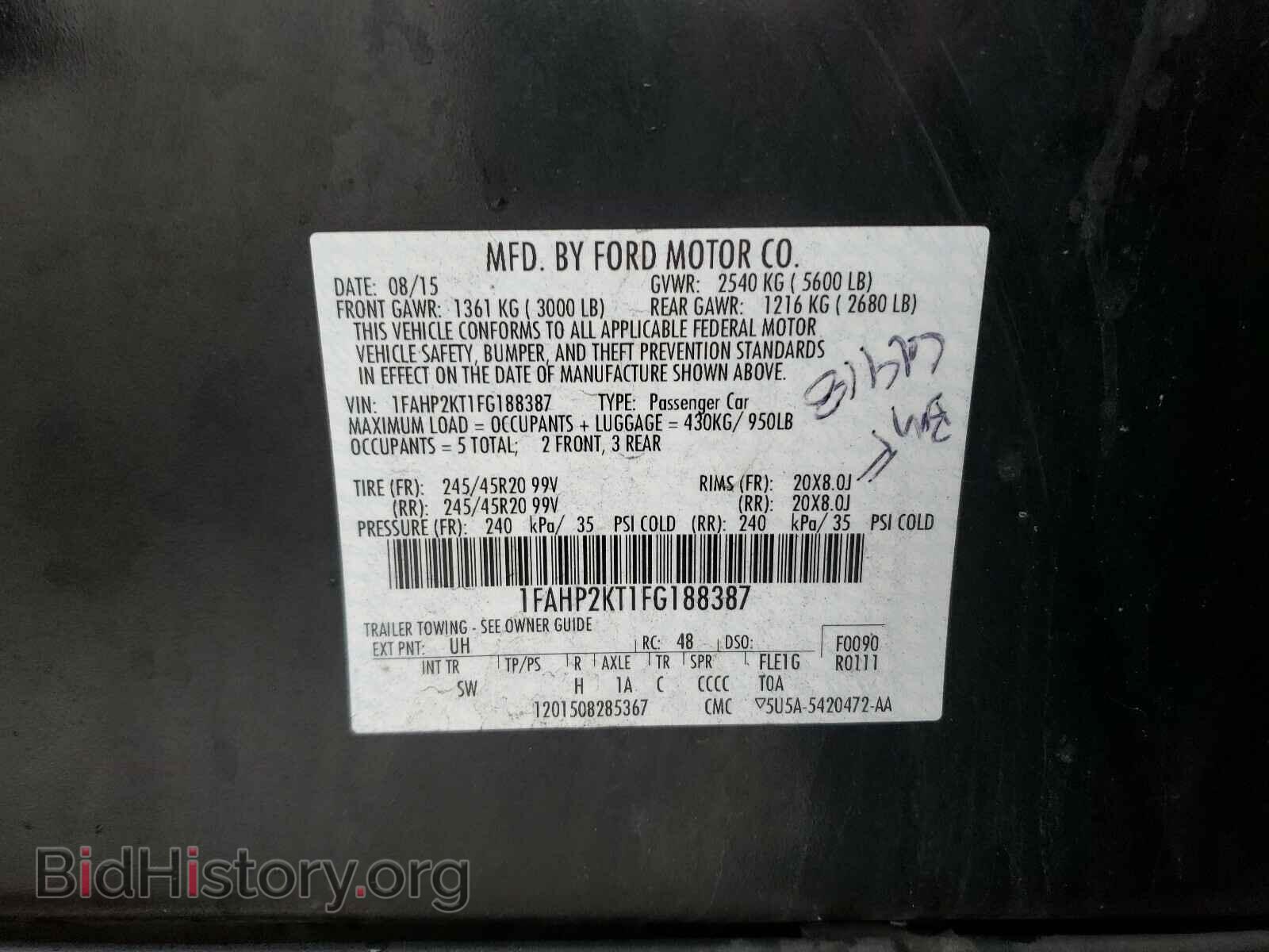 2015 FORD TAURUS - VIN: 1FAHP2KT1FG188387 - Фото 10