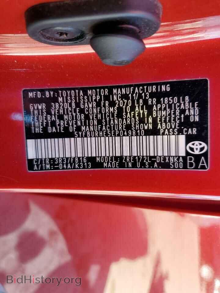 2014 TOYOTA COROLLA - VIN: 5YFBURHE5EP049810 - Фото 13