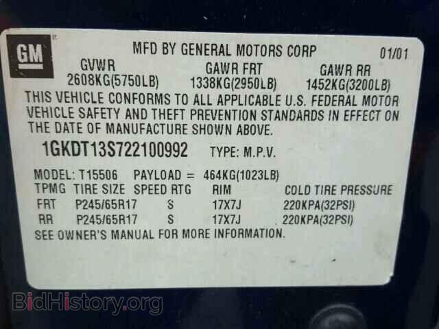 2002 GMC ENVOY - VIN: 1GKDT13S722100992 - Фото 10