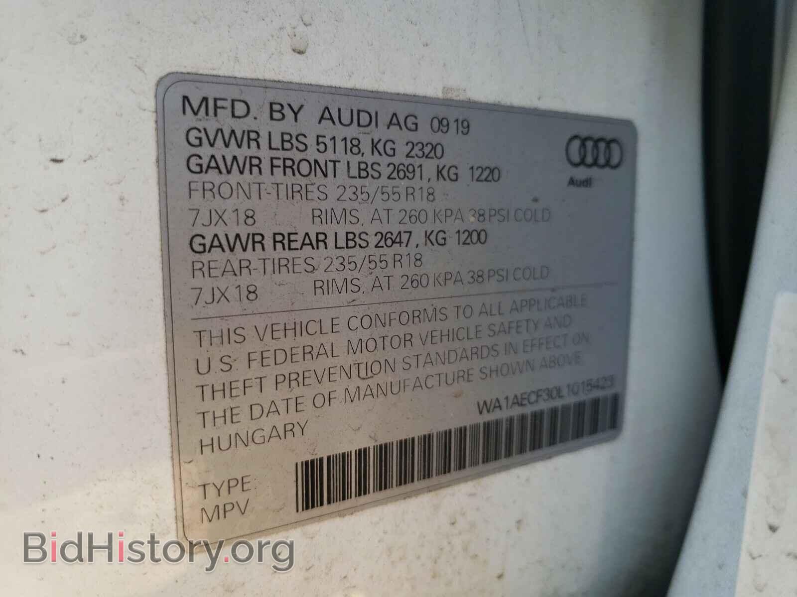 2020 AUDI Q3 - VIN: WA1AECF30L1015423 - Фото 10