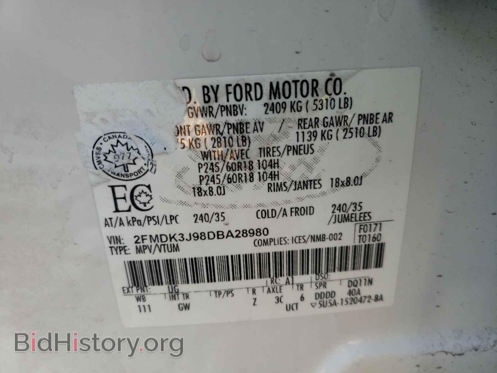 2013 FORD EDGE - VIN: 2FMDK3J98DBA28980 - Photo 10
