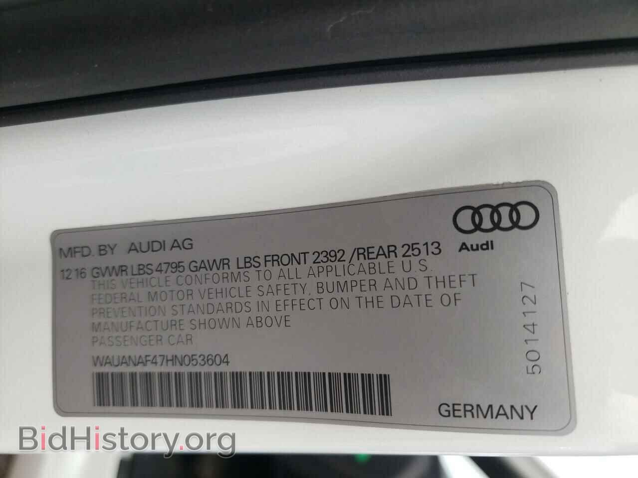 2017 AUDI A4 - VIN: WAUANAF47HN053604 - Фото 13