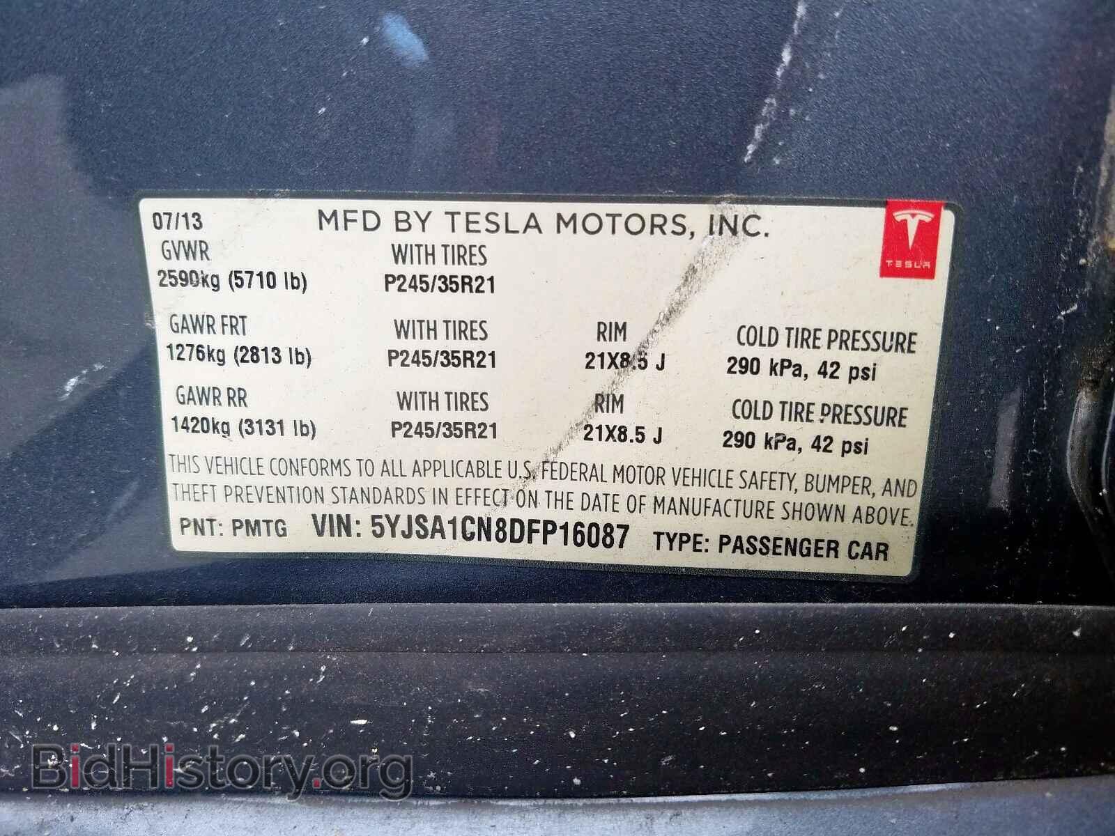 2013 TESLA MODEL S - VIN: 5YJSA1CN8DFP16087 - Фото 10