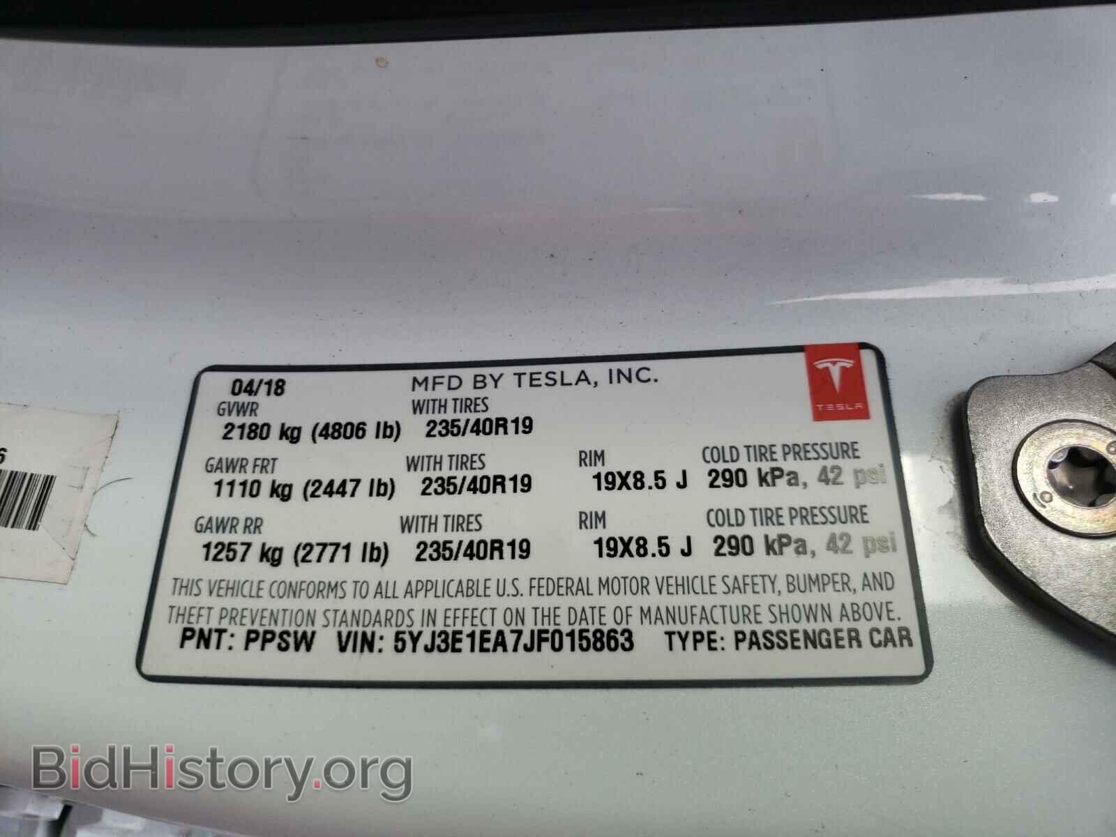 2018 TESLA MODEL 3 - VIN: 5YJ3E1EA7JF015863 - Photo 10