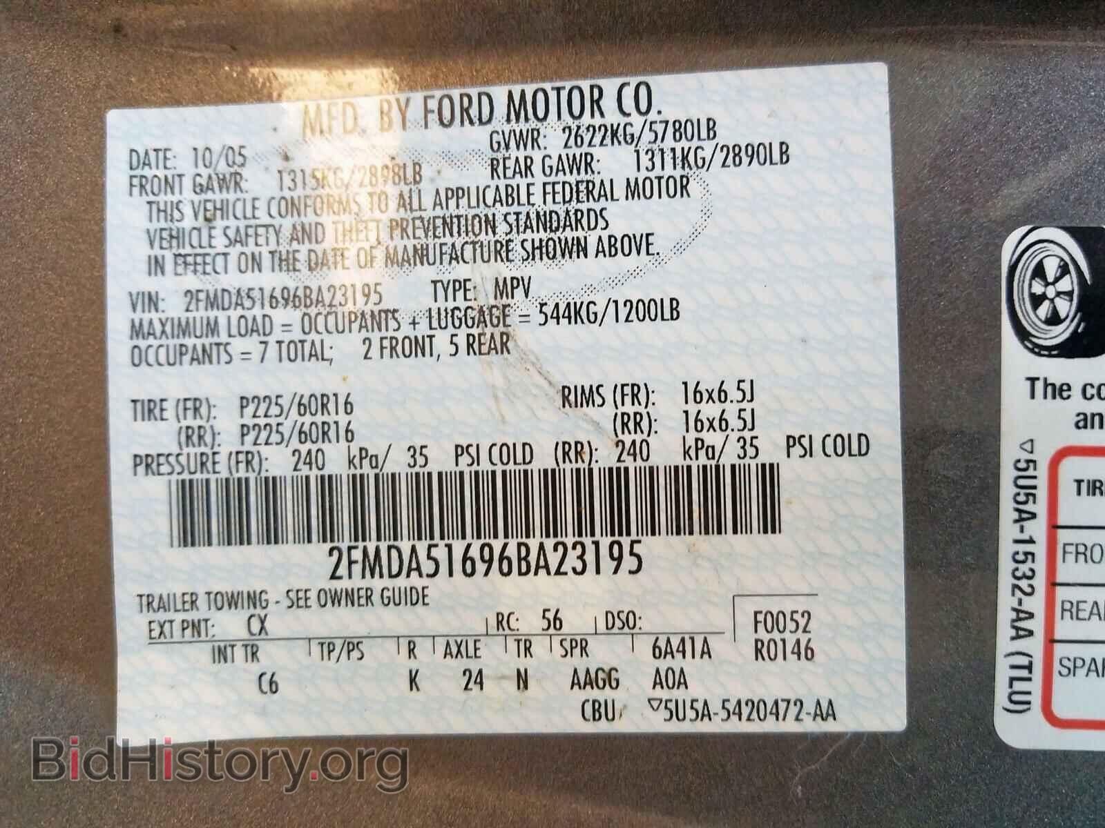 2006 FORD FREESTAR - VIN: 2FMDA51696BA23195 - Фото 10