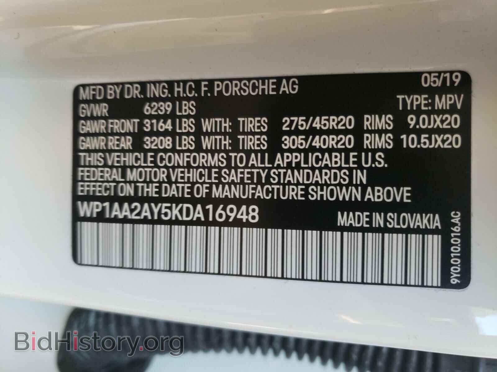 2019 PORSCHE CAYENNE - VIN: WP1AA2AY5KDA16948 - Photo 10