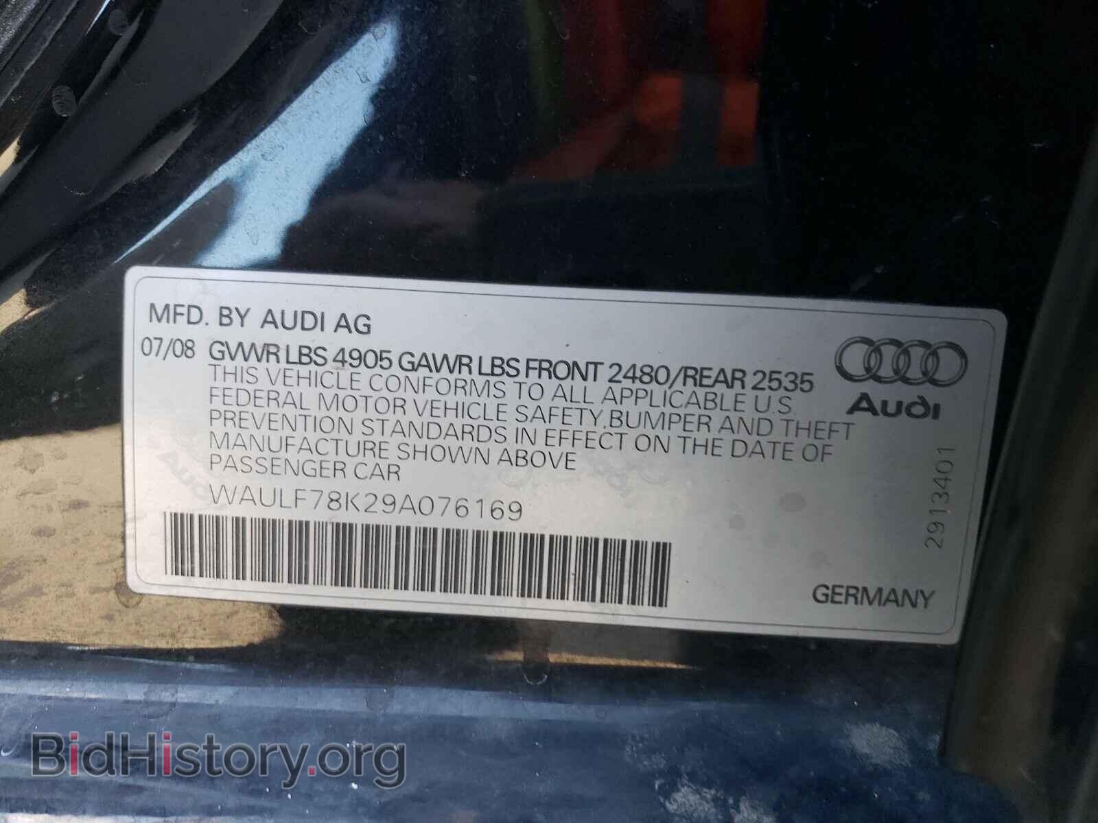 2009 AUDI A4 - VIN: WAULF78K29A076169 - Фото 10