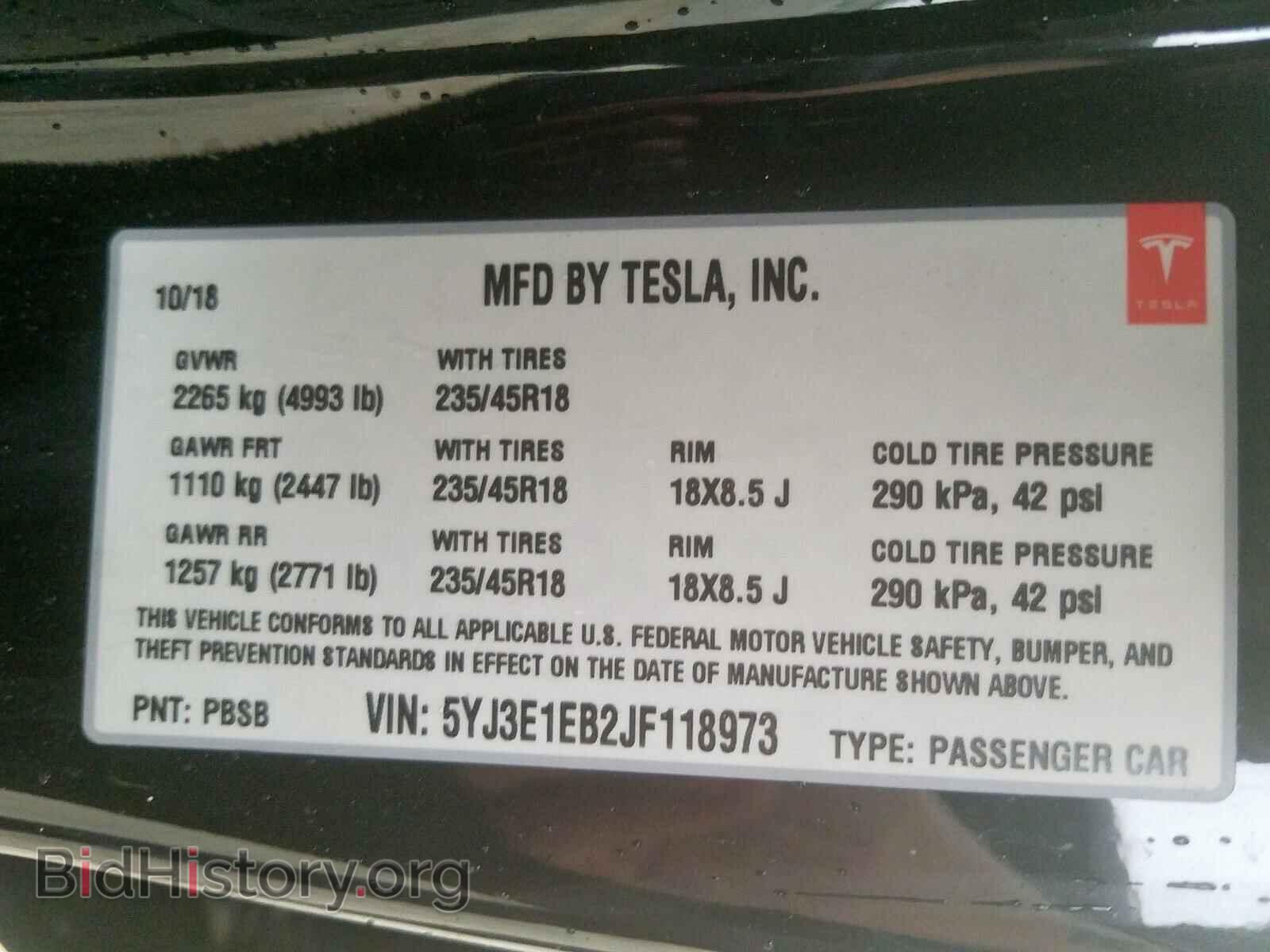 2018 TESLA MODEL 3 - VIN: 5YJ3E1EB2JF118973 - Photo 10