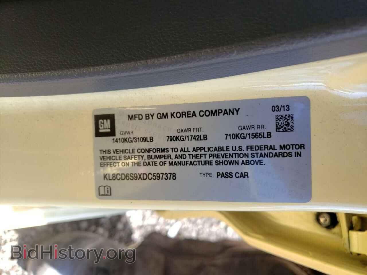 2013 CHEVROLET SPARK - VIN: KL8CD6S9XDC597378 - Фото 10