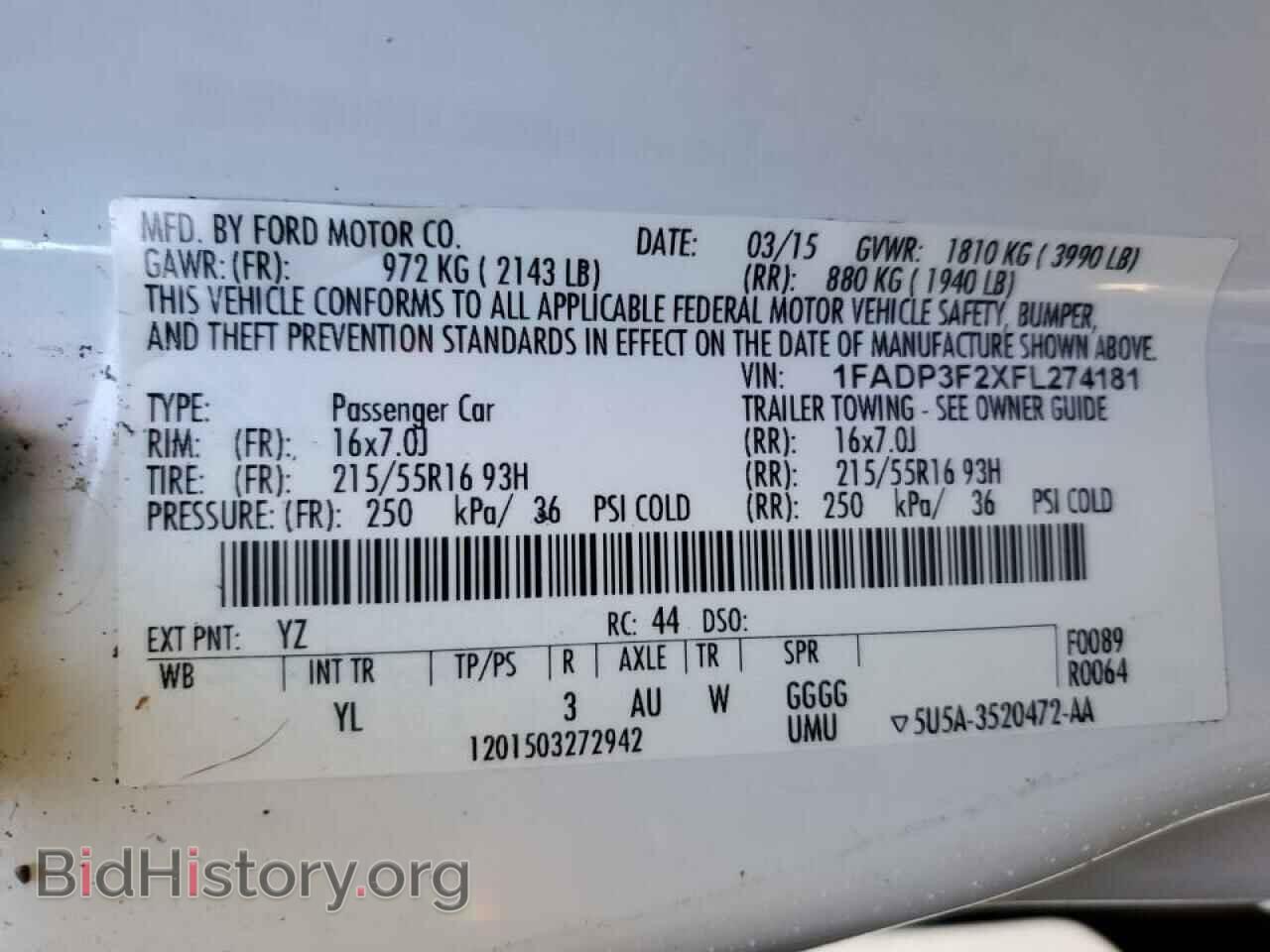 2015 FORD FOCUS - VIN: 1FADP3F2XFL274181 - Фото 12