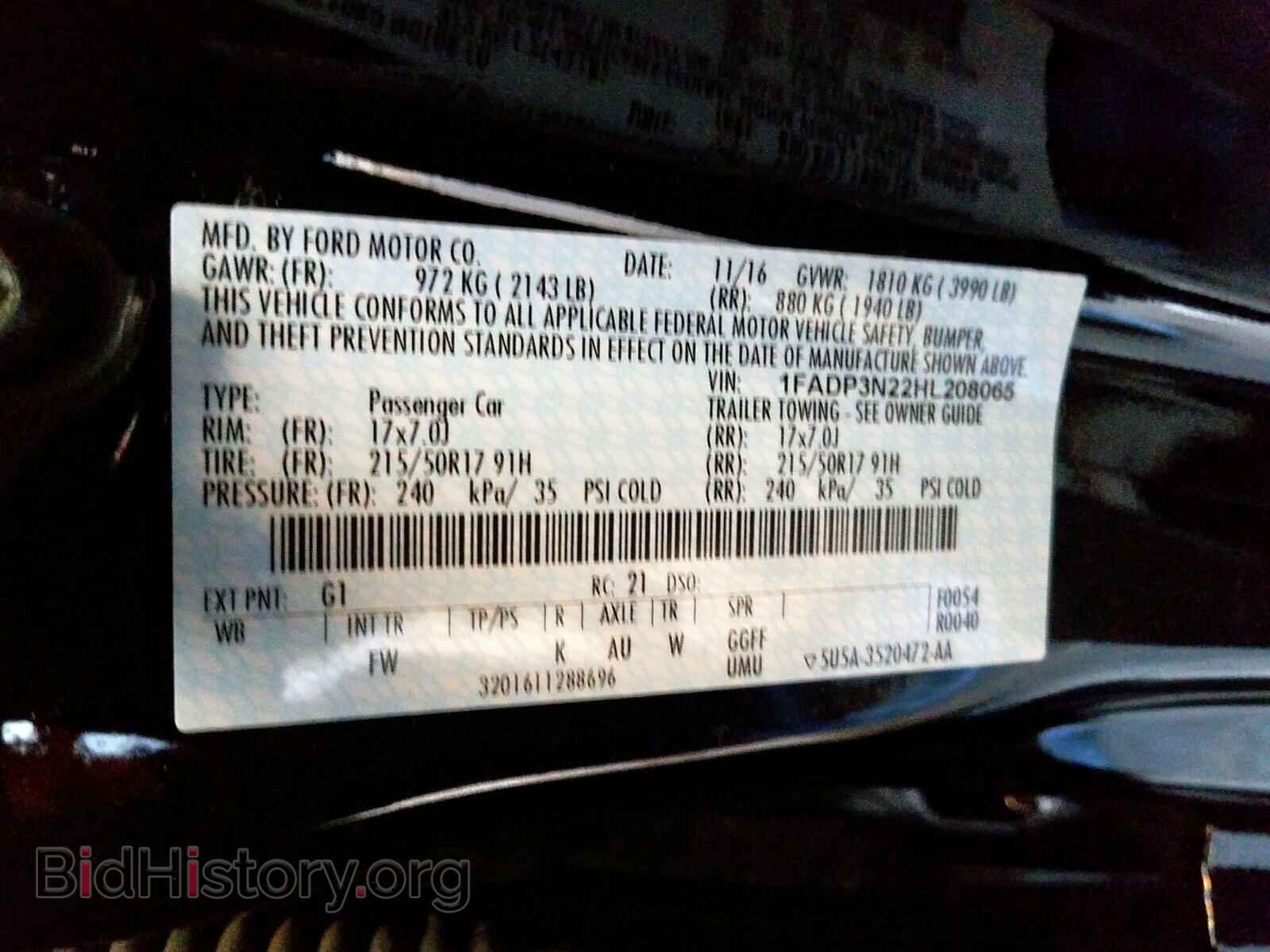 2017 FORD FOCUS - VIN: 1FADP3N22HL208065 - Фото 10