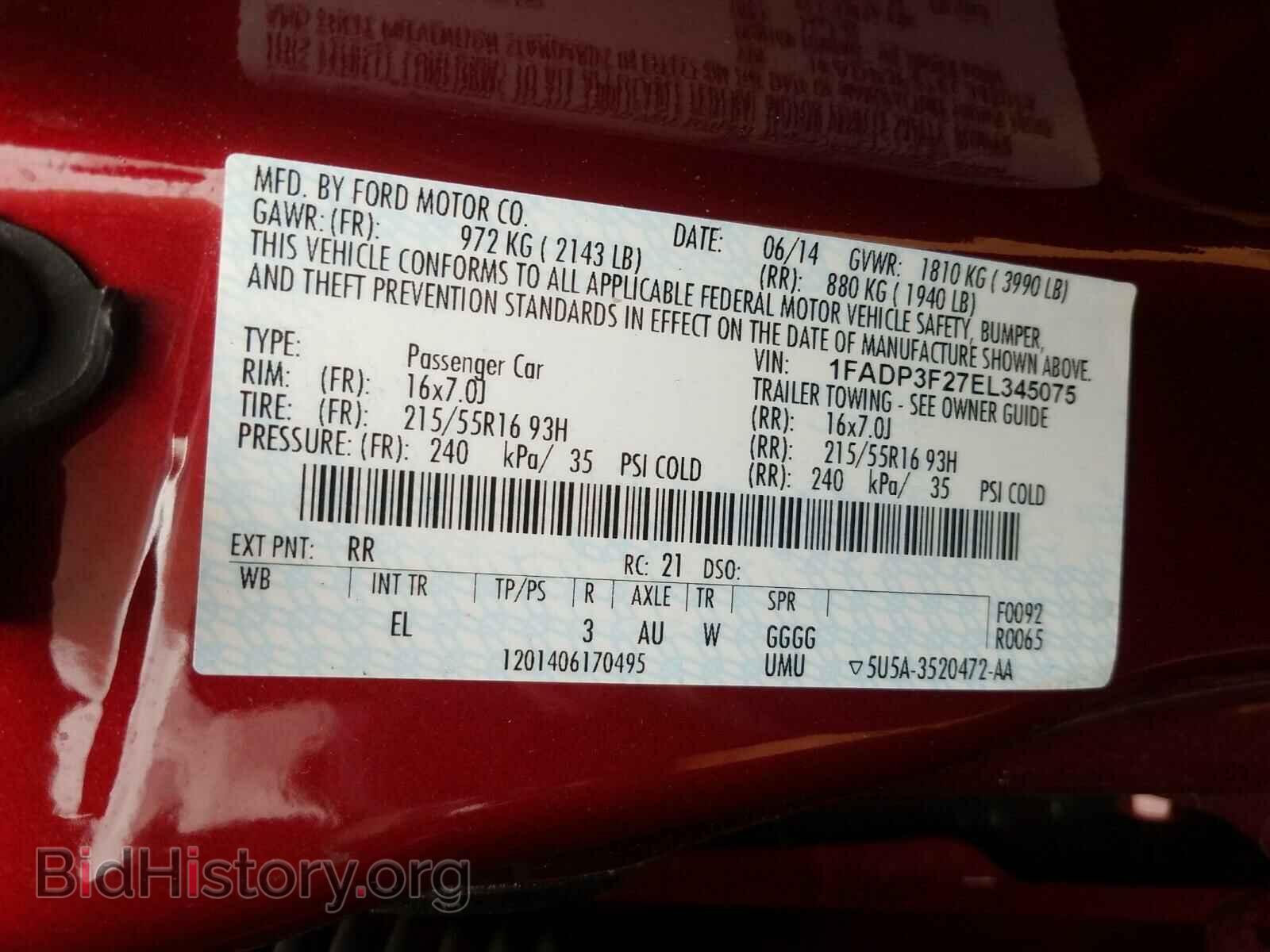 2014 FORD FOCUS - VIN: 1FADP3F27EL345075 - Фото 10