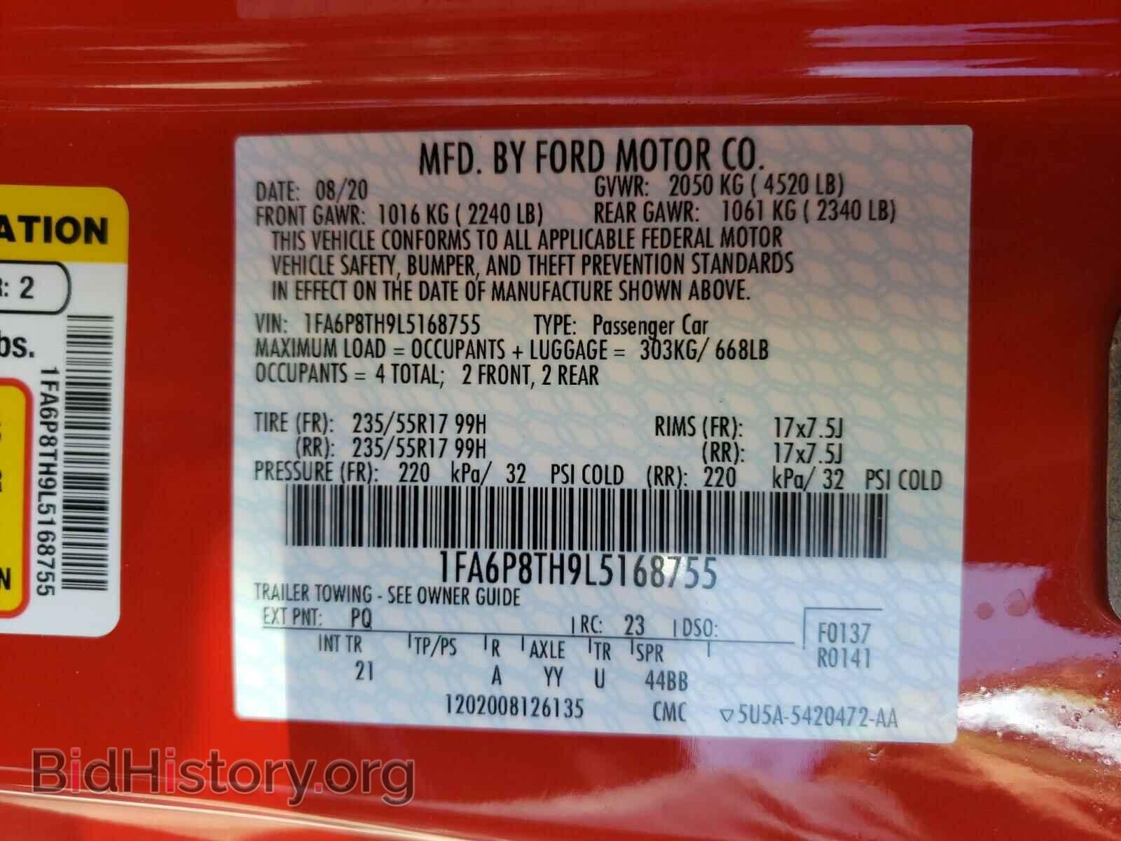 2020 FORD MUSTANG - VIN: 1FA6P8TH9L5168755 - Фото 10