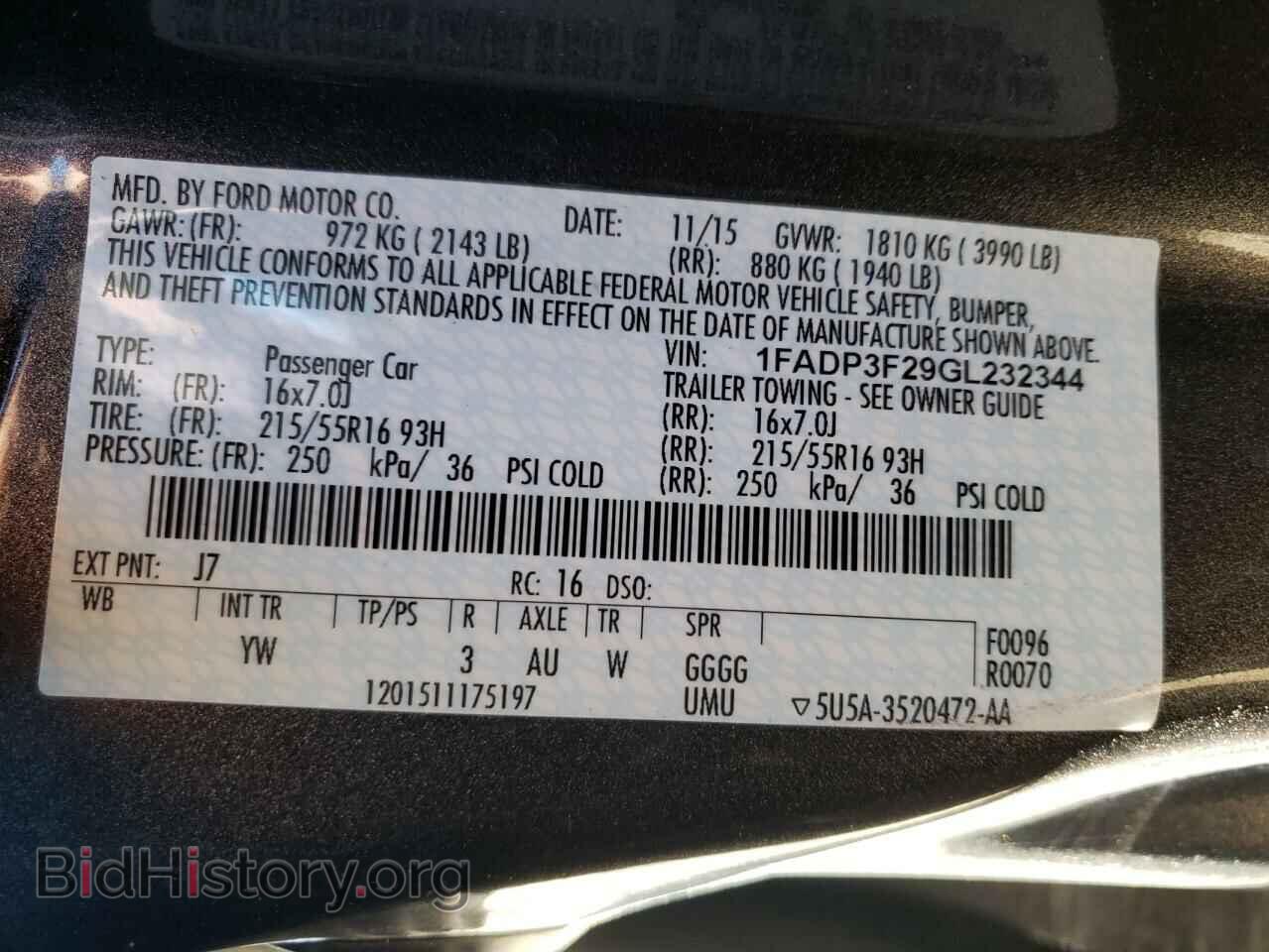 2016 FORD FOCUS - VIN: 1FADP3F29GL232344 - Фото 10