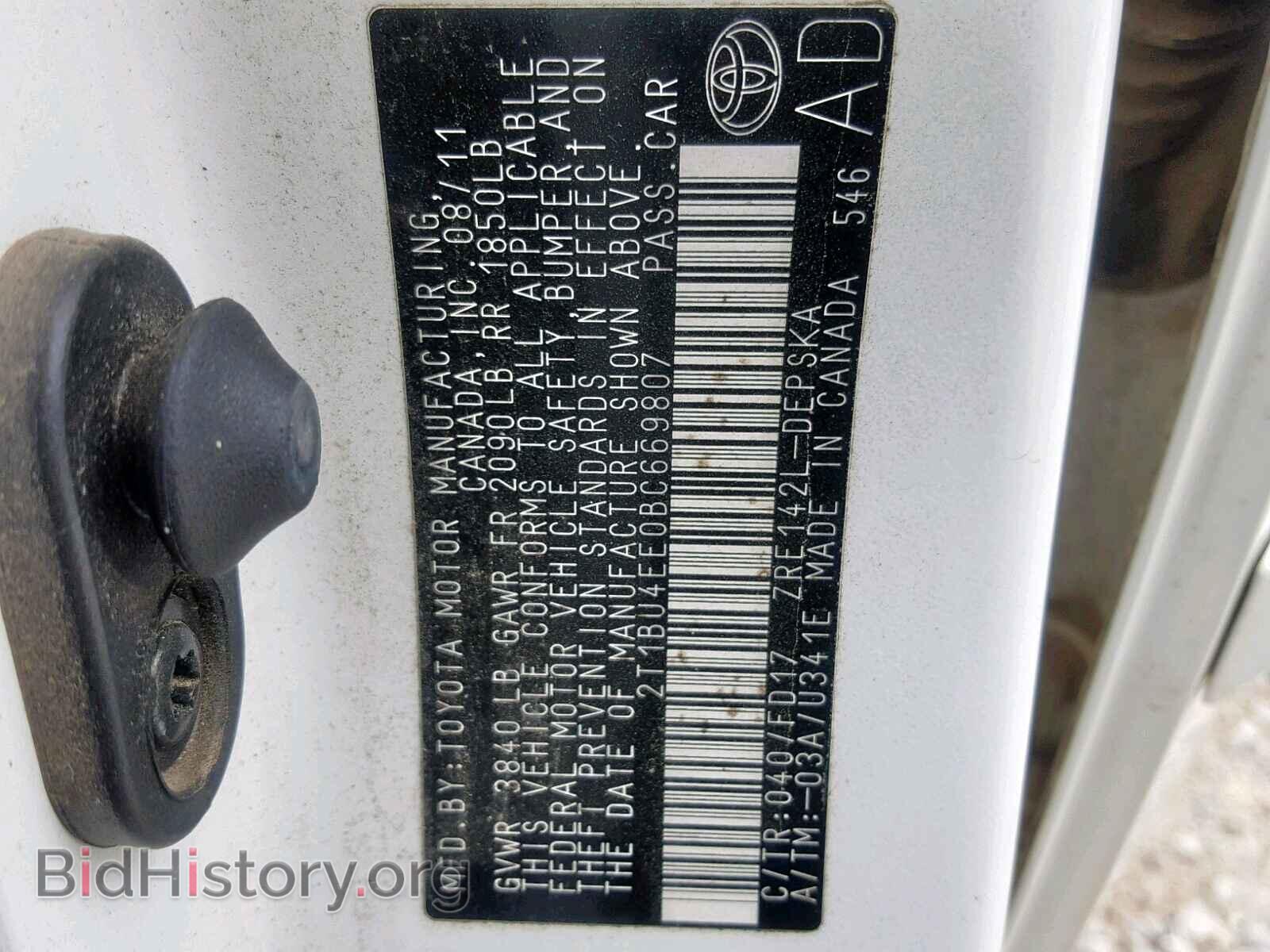 2011 TOYOTA COROLLA BA - VIN: 2T1BU4EE0BC669807 - Фото 10