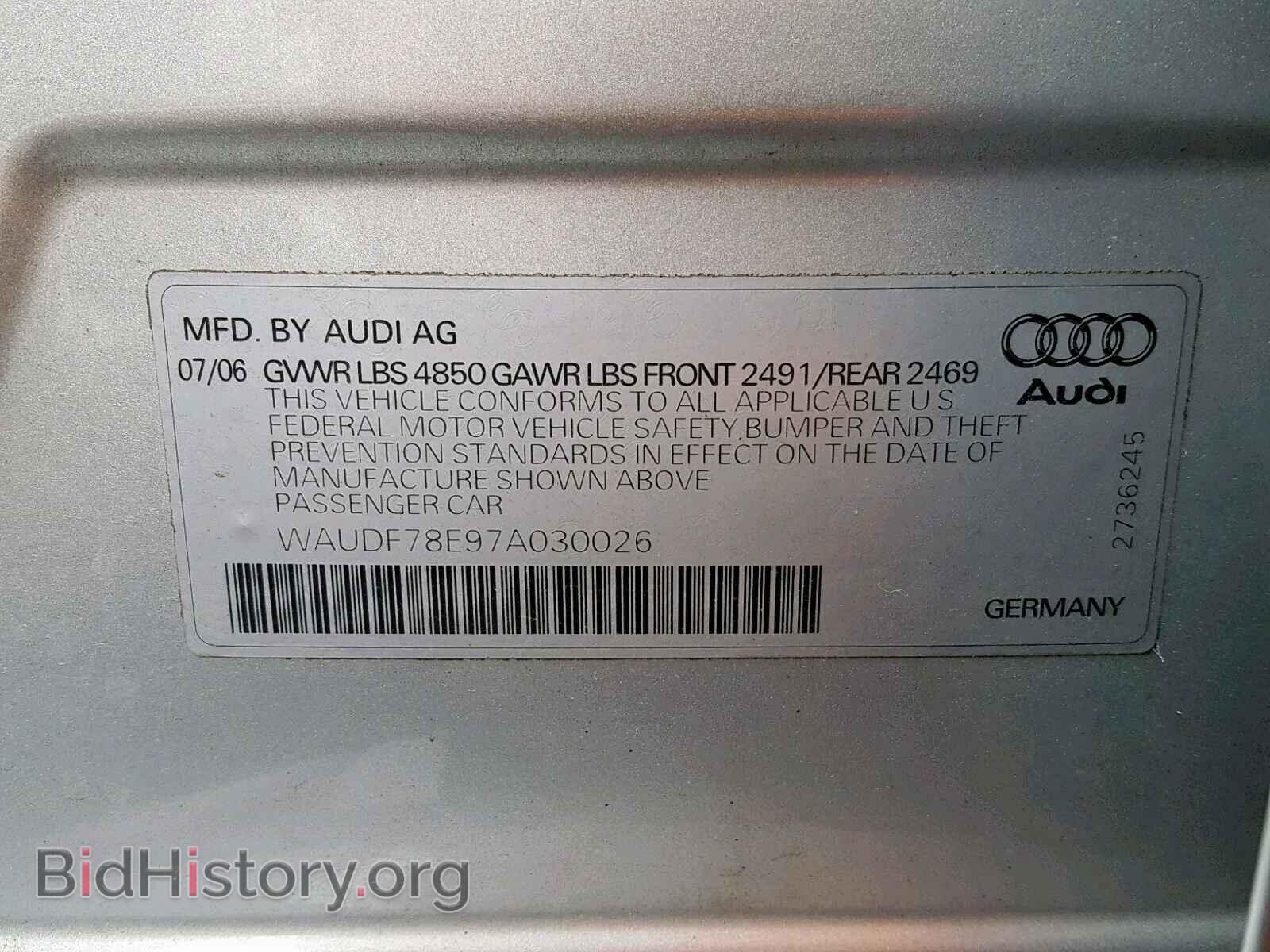 2007 AUDI A4 - VIN: WAUDF78E97A030026 - Photo 10