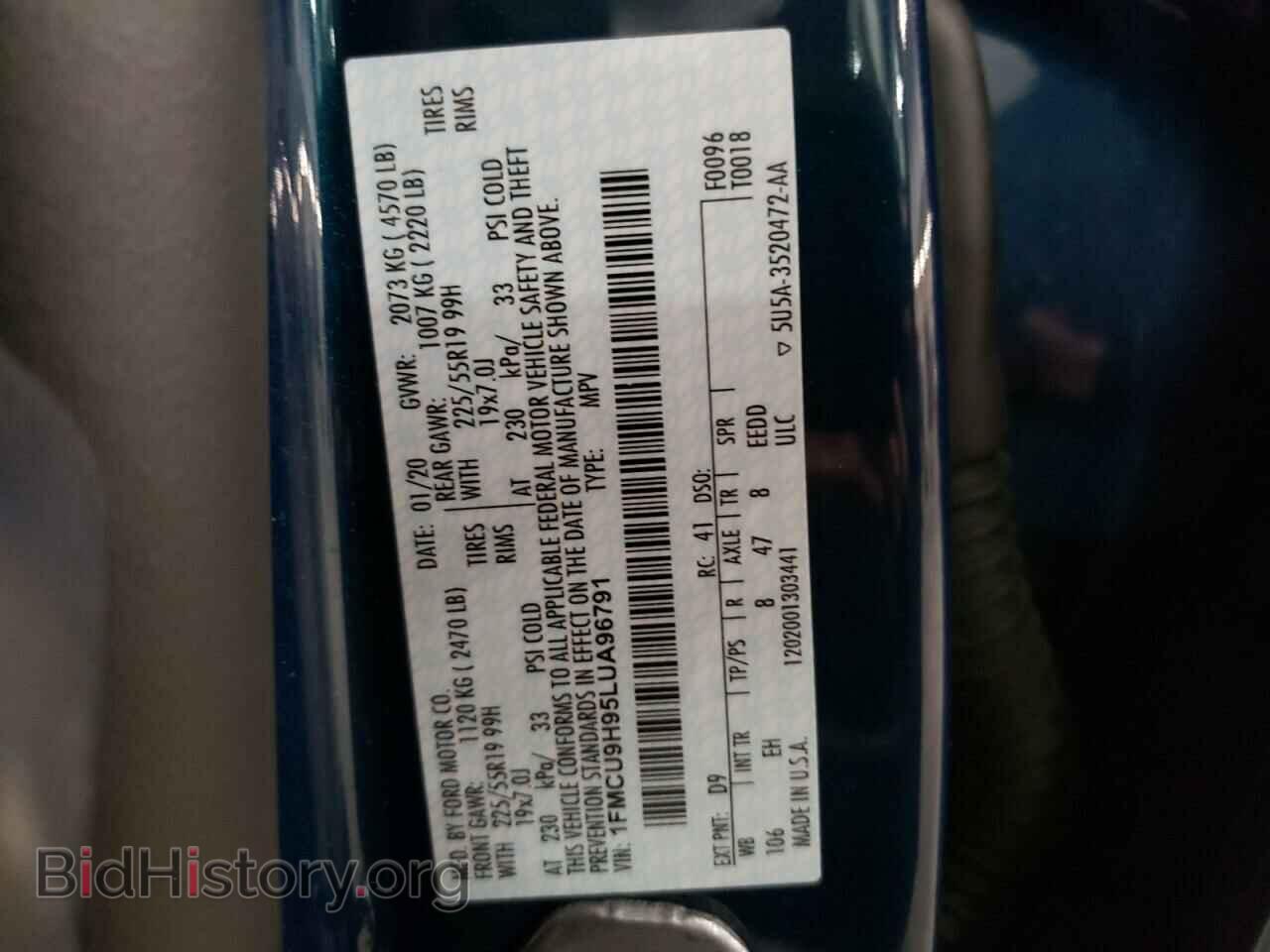 2020 FORD ESCAPE - VIN: 1FMCU9H95LUA96791 - Photo 10