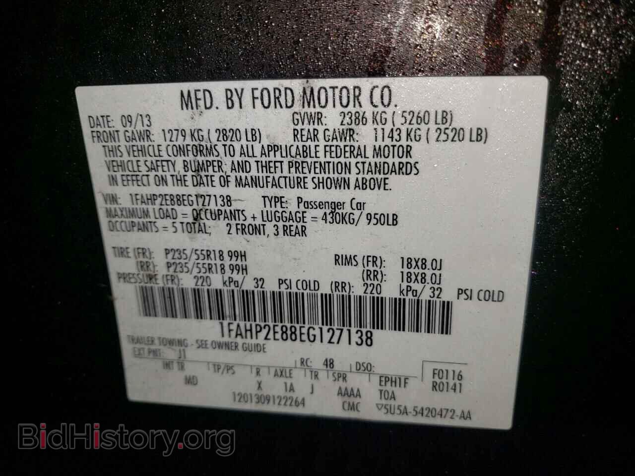 2014 FORD TAURUS - VIN: 1FAHP2E88EG127138 - Фото 10