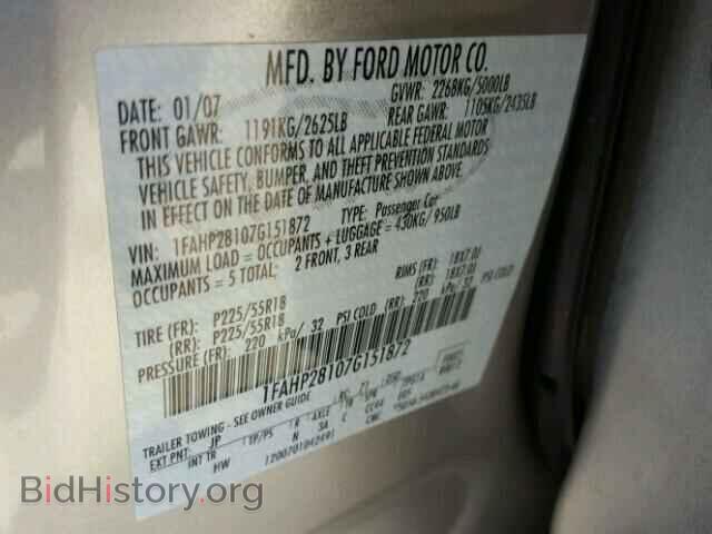 2007 FORD FIVE HUNDR - VIN: 1FAHP28107G151872 - Фото 10