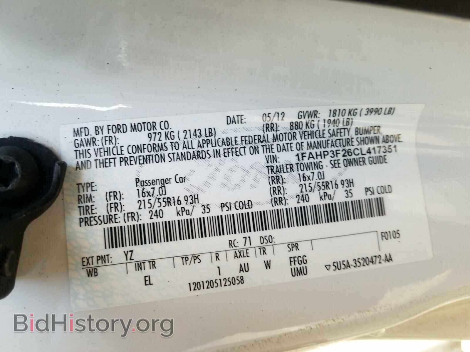 2012 FORD FOCUS - VIN: 1FAHP3F26CL417351 - Фото 10
