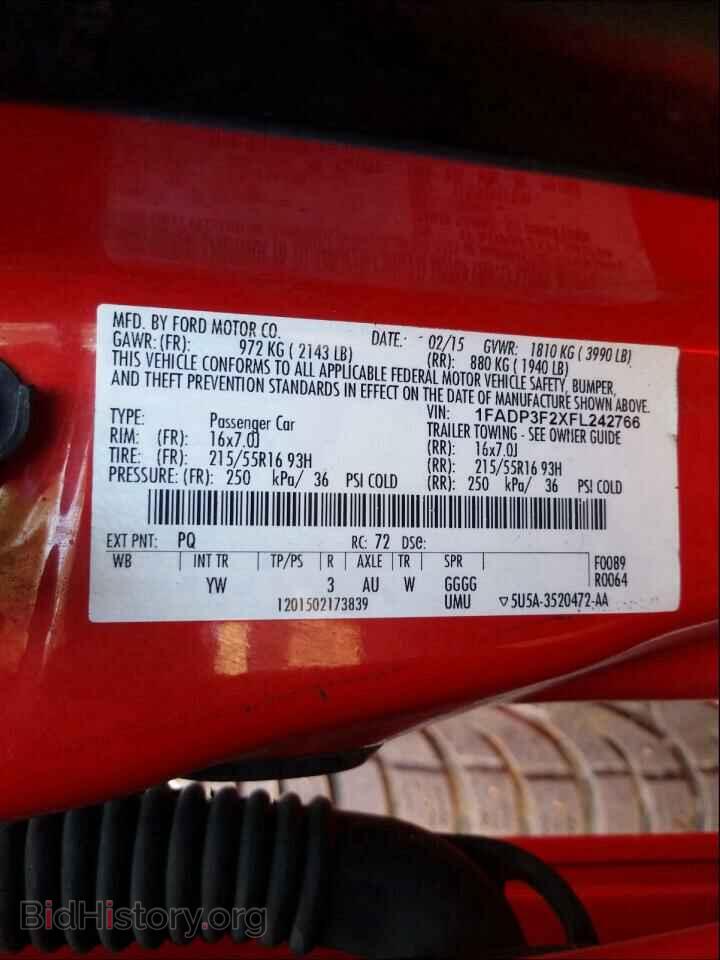 2015 FORD FOCUS - VIN: 1FADP3F2XFL242766 - Фото 10
