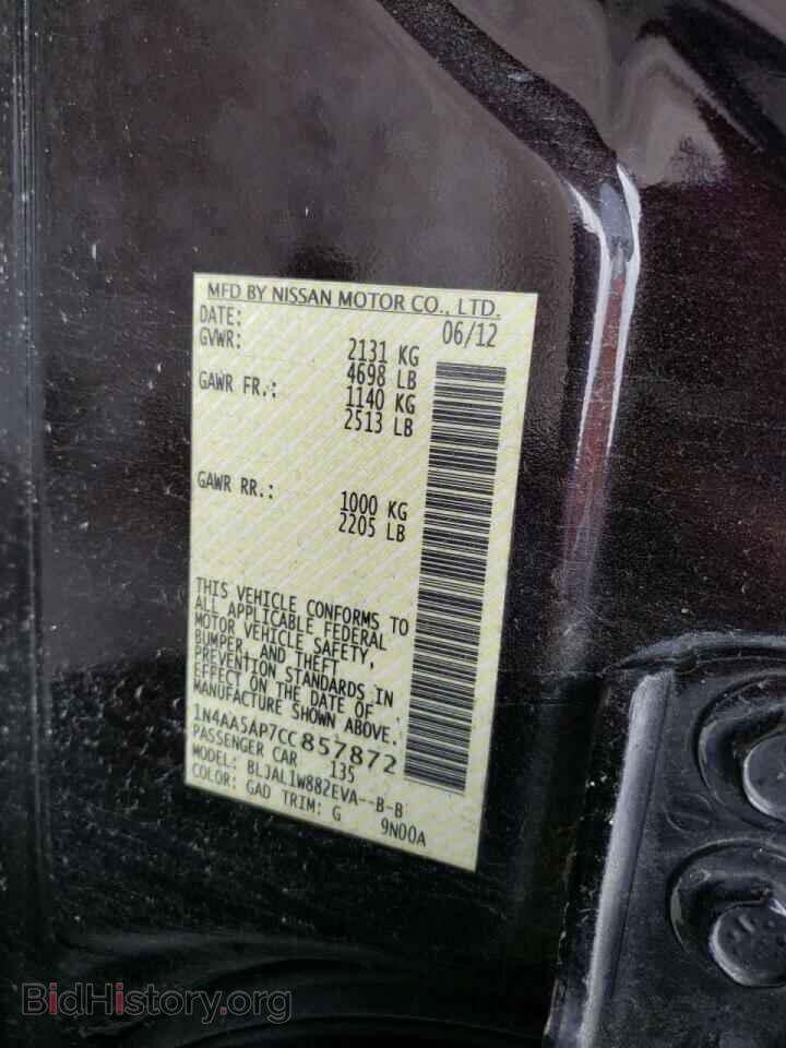 2012 NISSAN MAXIMA - VIN: 1N4AA5AP7CC857872 - Фото 10