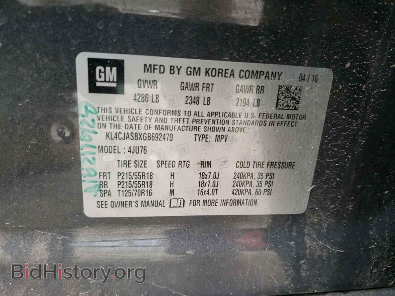 2016 BUICK ENCORE - VIN: KL4CJASBXGB692470 - Фото 10