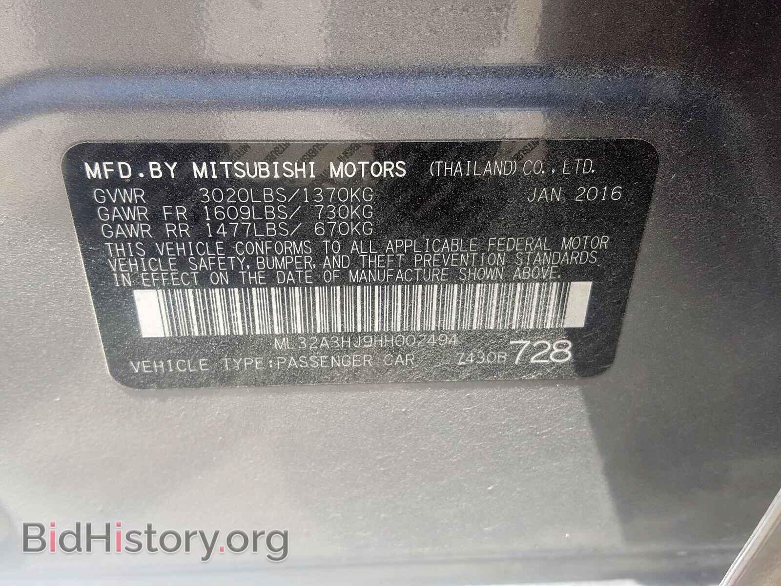 2017 MITSUBISHI MIRAGE - VIN: ML32A3HJ9HH002494 - Фото 10