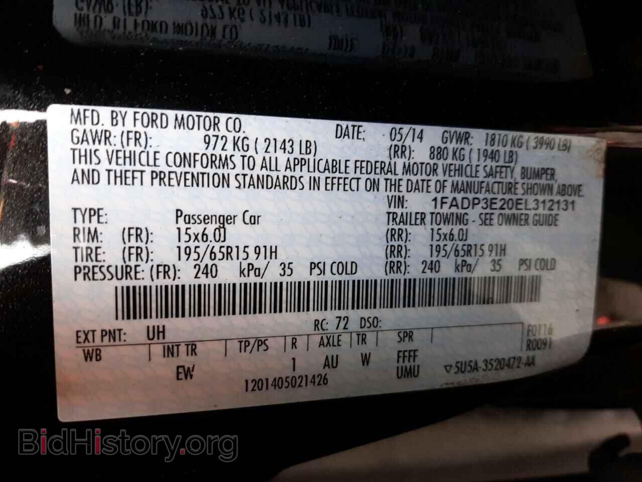 2014 FORD FOCUS - VIN: 1FADP3E20EL312131 - Фото 12