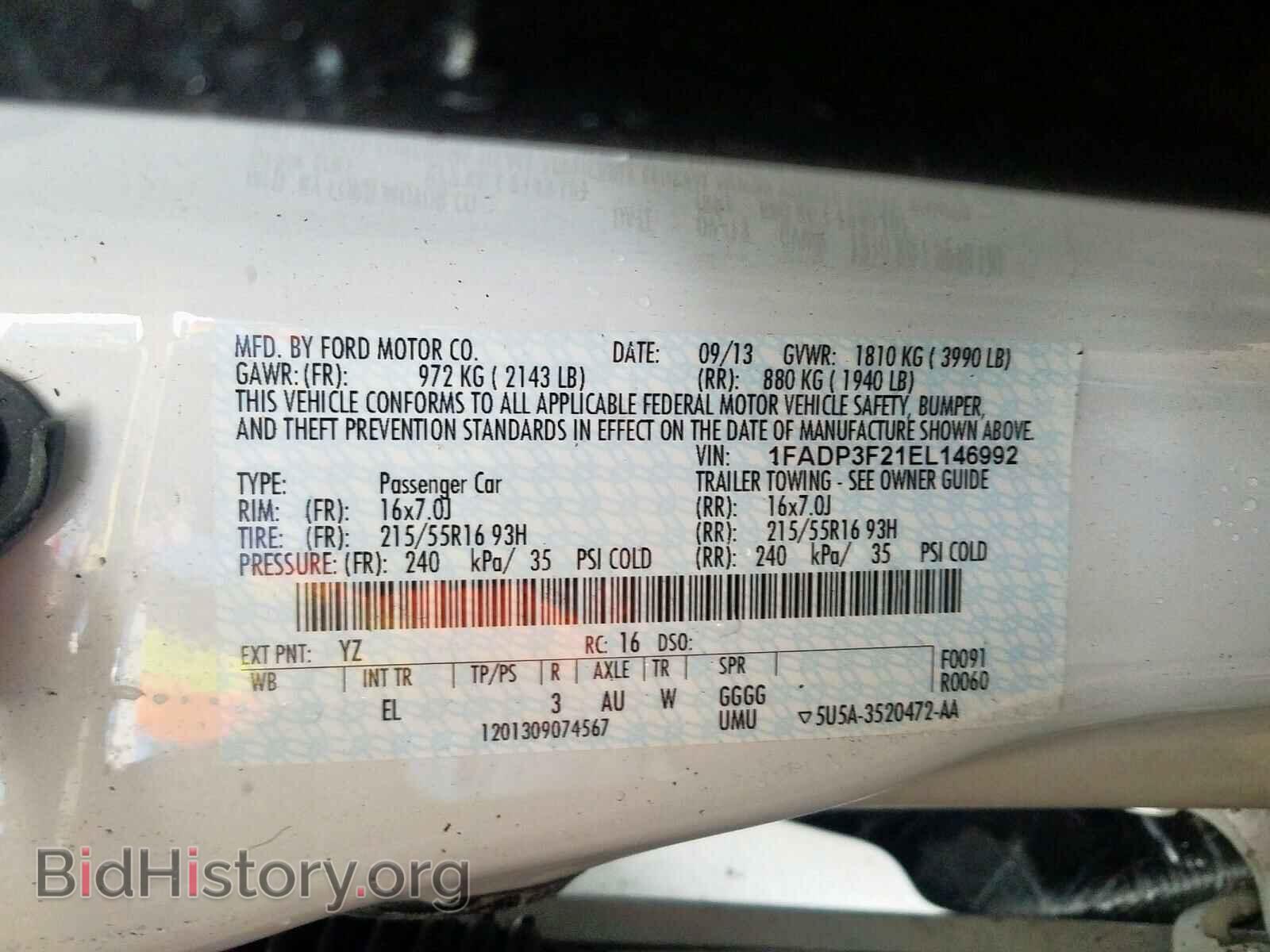 2014 FORD FOCUS - VIN: 1FADP3F21EL146992 - Фото 10