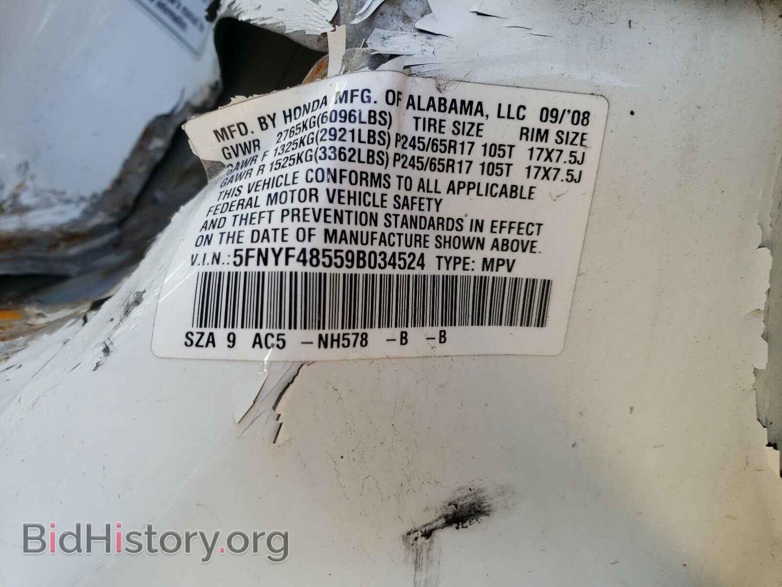 2009 HONDA PILOT - VIN: 5FNYF48559B034524 - Фото 10