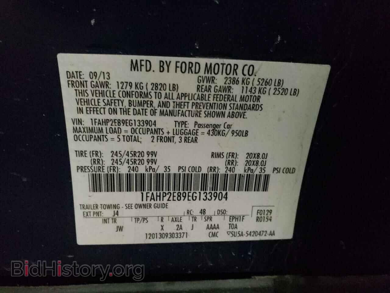2014 FORD TAURUS - VIN: 1FAHP2E89EG133904 - Фото 10