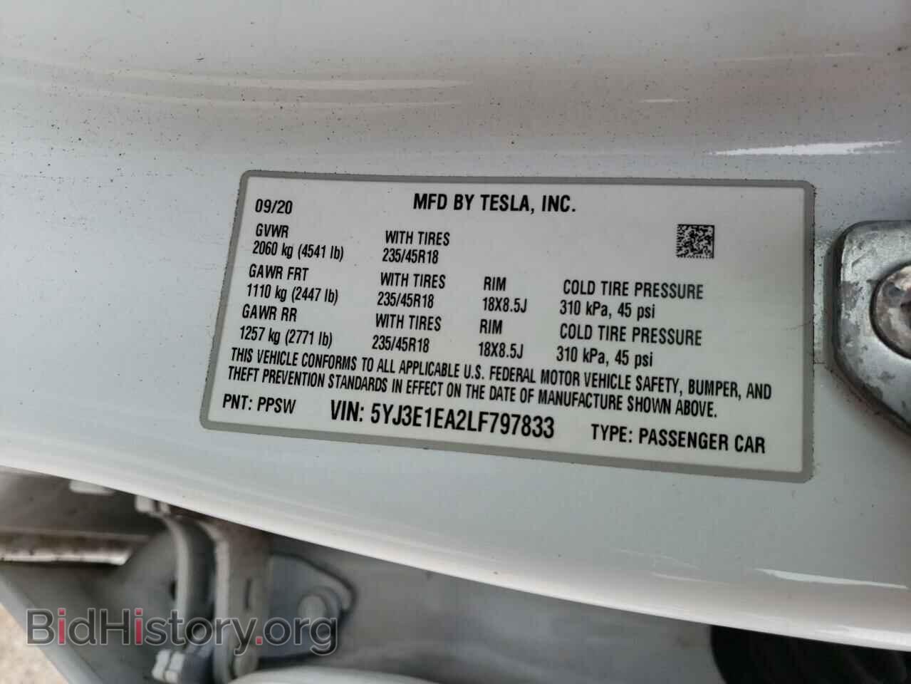 2020 TESLA MODEL 3 - VIN: 5YJ3E1EA2LF797833 - Фото 10