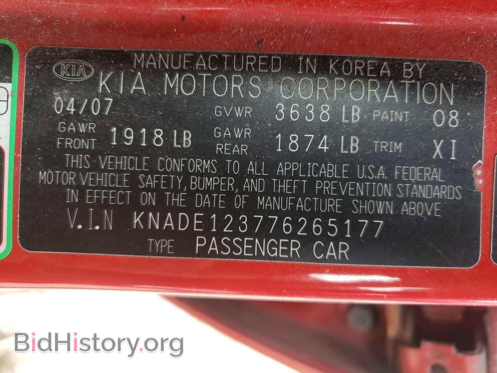 2007 KIA RIO - VIN: KNADE123776265177 - Photo 10