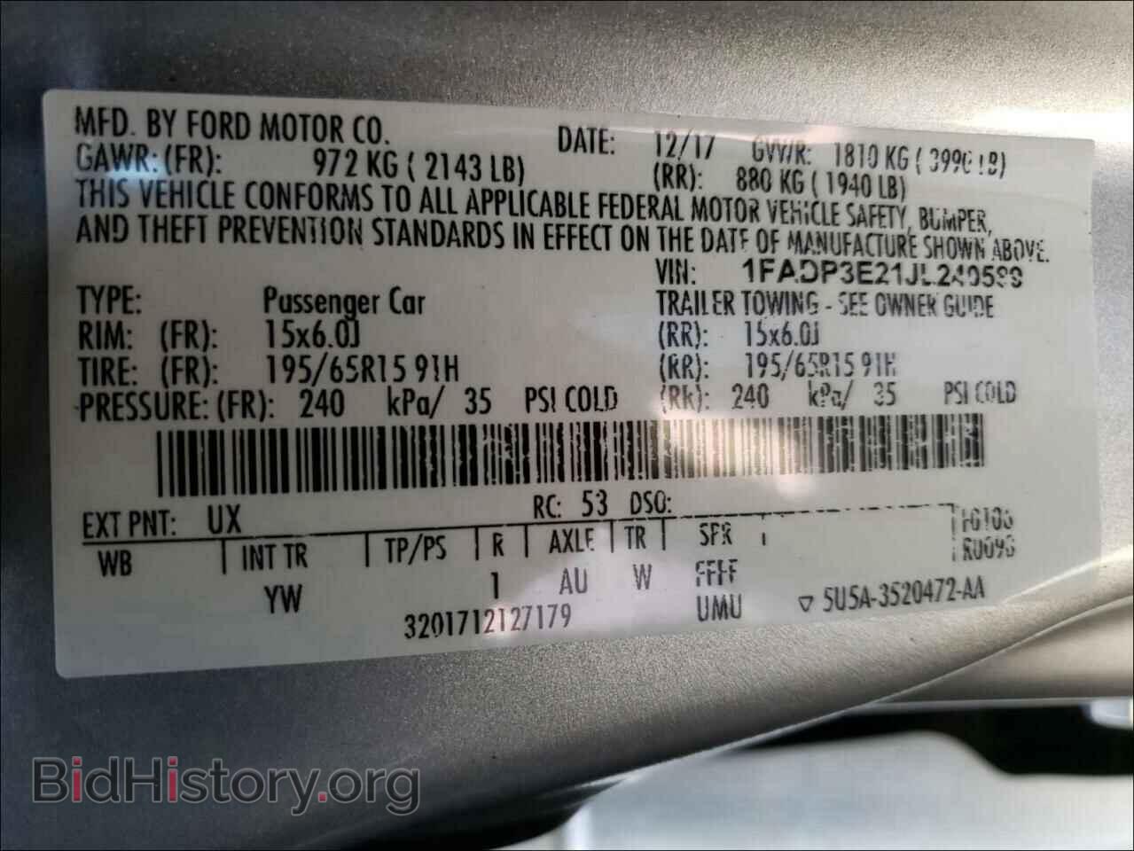 2018 FORD FOCUS - VIN: 1FADP3E21JL240589 - Фото 10