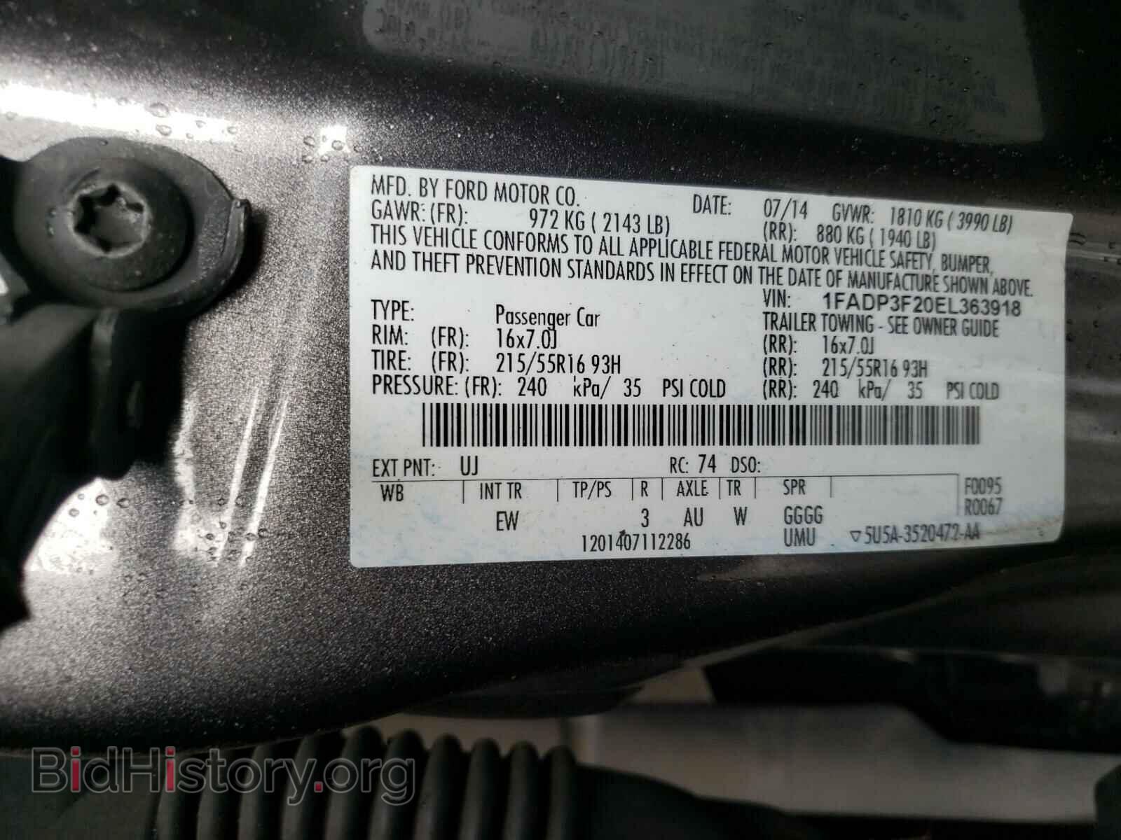 2014 FORD FOCUS - VIN: 1FADP3F20EL363918 - Фото 10