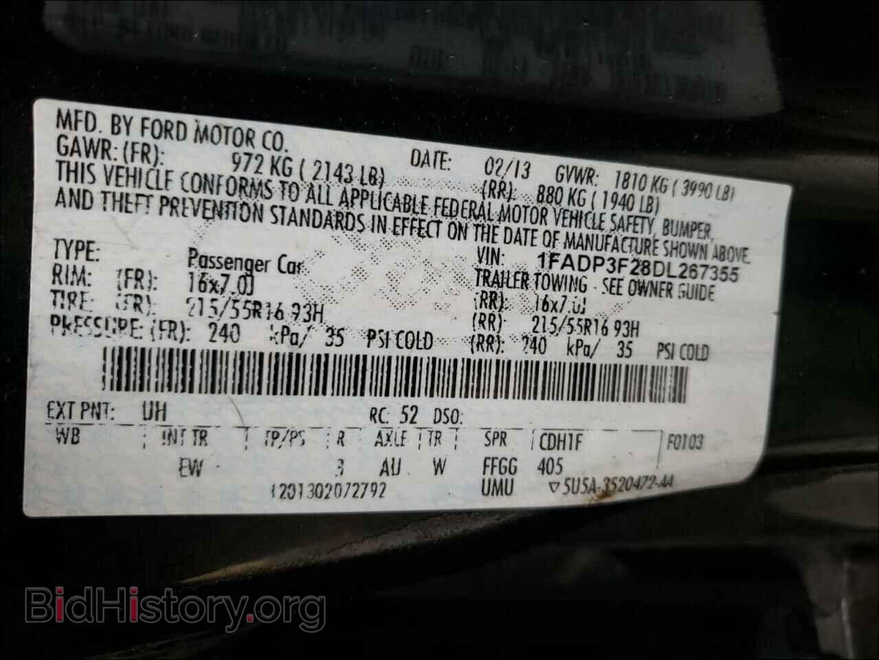 2013 FORD FOCUS - VIN: 1FADP3F28DL267355 - Фото 10
