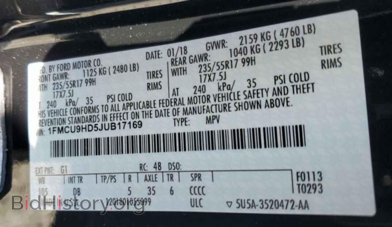 2018 FORD ESCAPE - VIN: 1FMCU9HD5JUB17169 - Фото 13