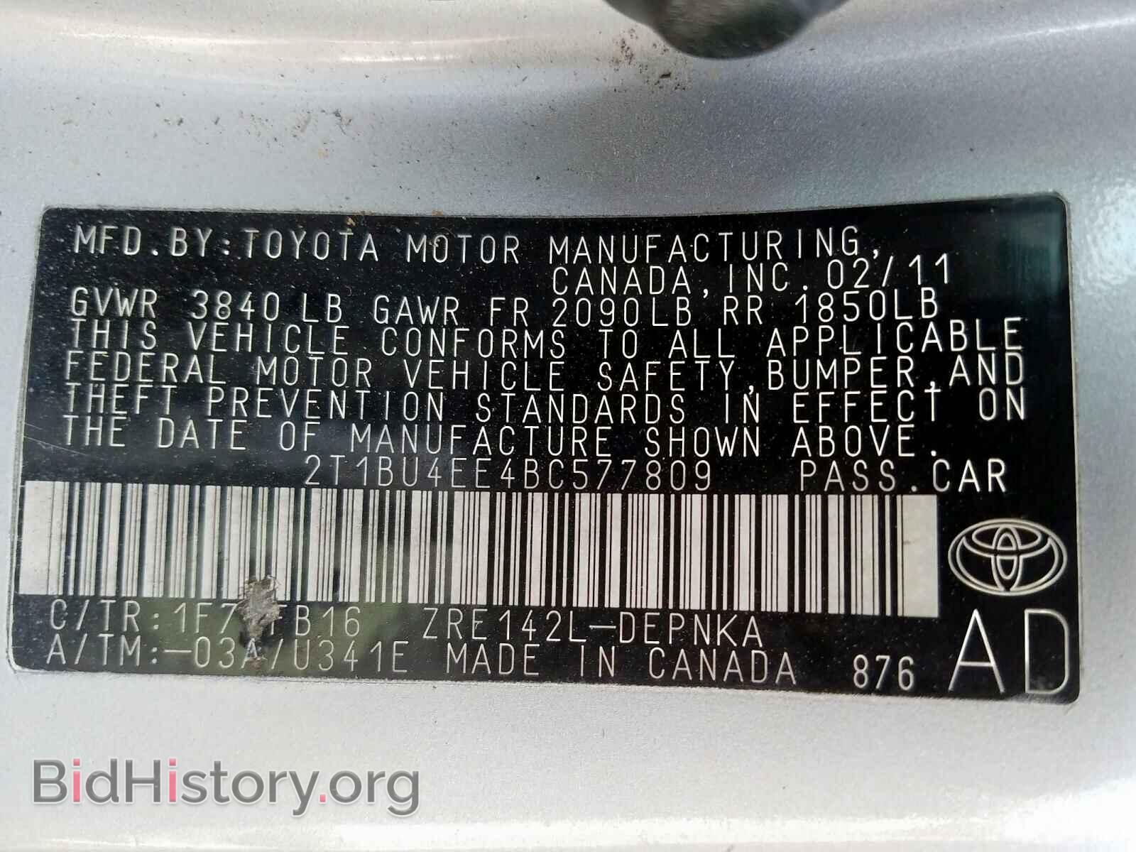 2011 TOYOTA COROLLA - VIN: 2T1BU4EE4BC577809 - Photo 10