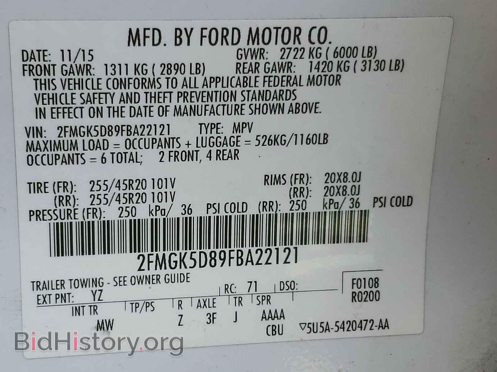 2015 FORD FLEX - VIN: 2FMGK5D89FBA22121 - Photo 10