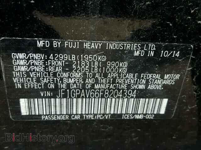 2015 SUBARU IMPREZA - VIN: JF1GPAV66F8204394 - Фото 10