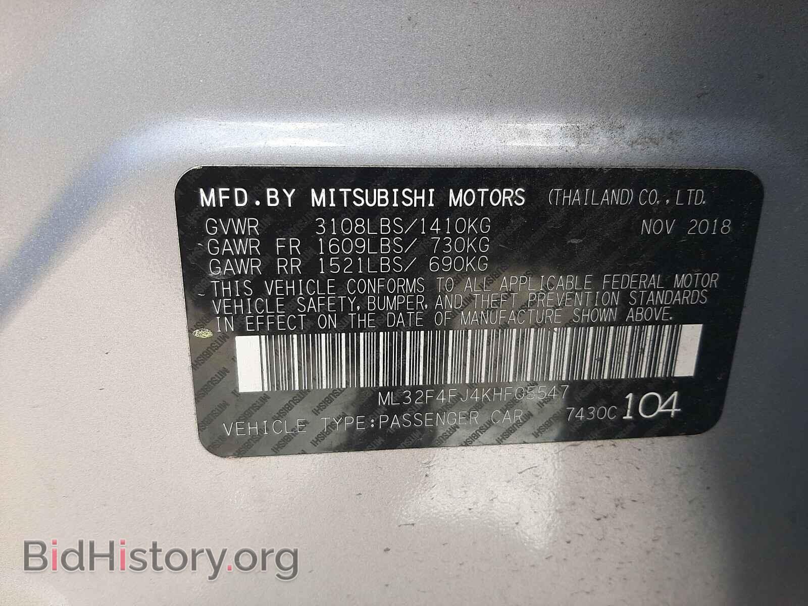 2019 MITSUBISHI MIRAGE - VIN: ML32F4FJ4KHF05547 - Фото 10