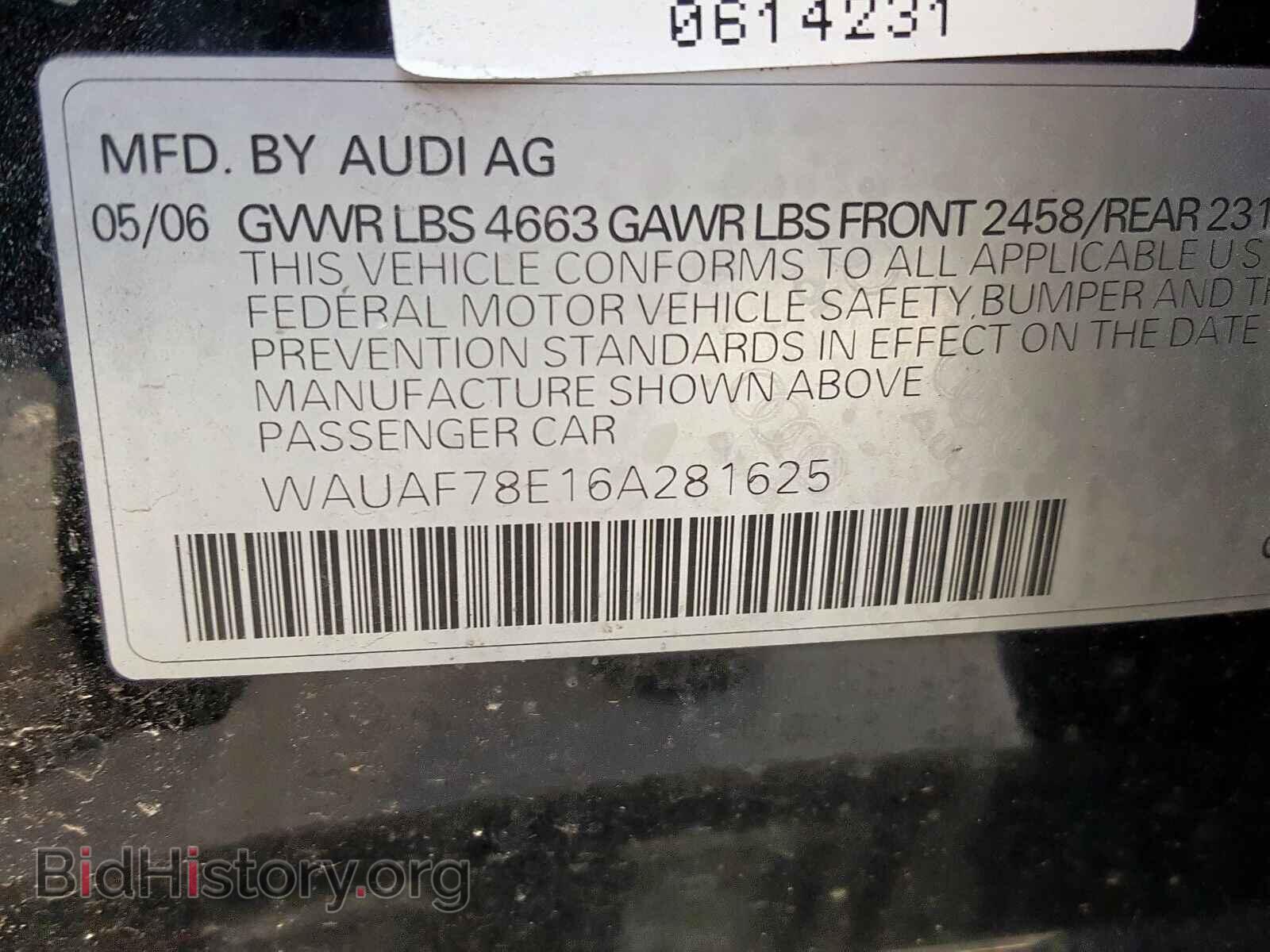 2006 AUDI A4 - VIN: WAUAF78E16A281625 - Фото 10
