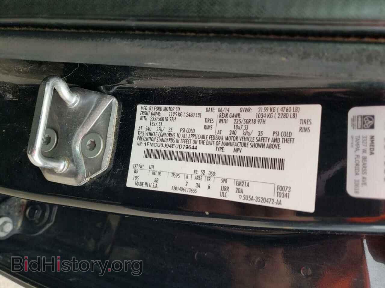 2014 FORD ESCAPE - VIN: 1FMCU0J94EUD79644 - Фото 12